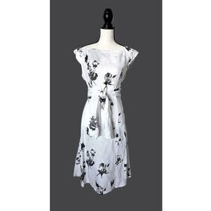 Piazza Del Tempio Italy Wrap Midi Dress Sz L White Grey Floral Textured Linen